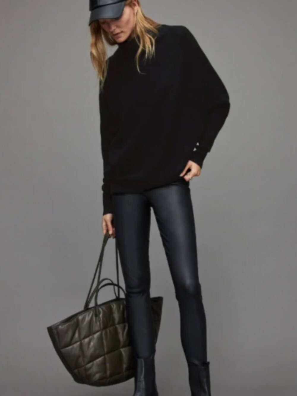 AllSaints Ridley Cashmere Blend Sweater / Jumper BLACK XS